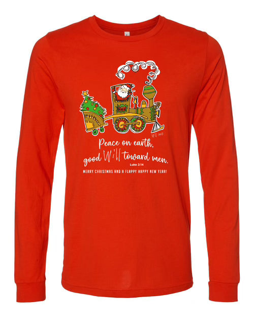 Santa in Train - Red - Long sleeve